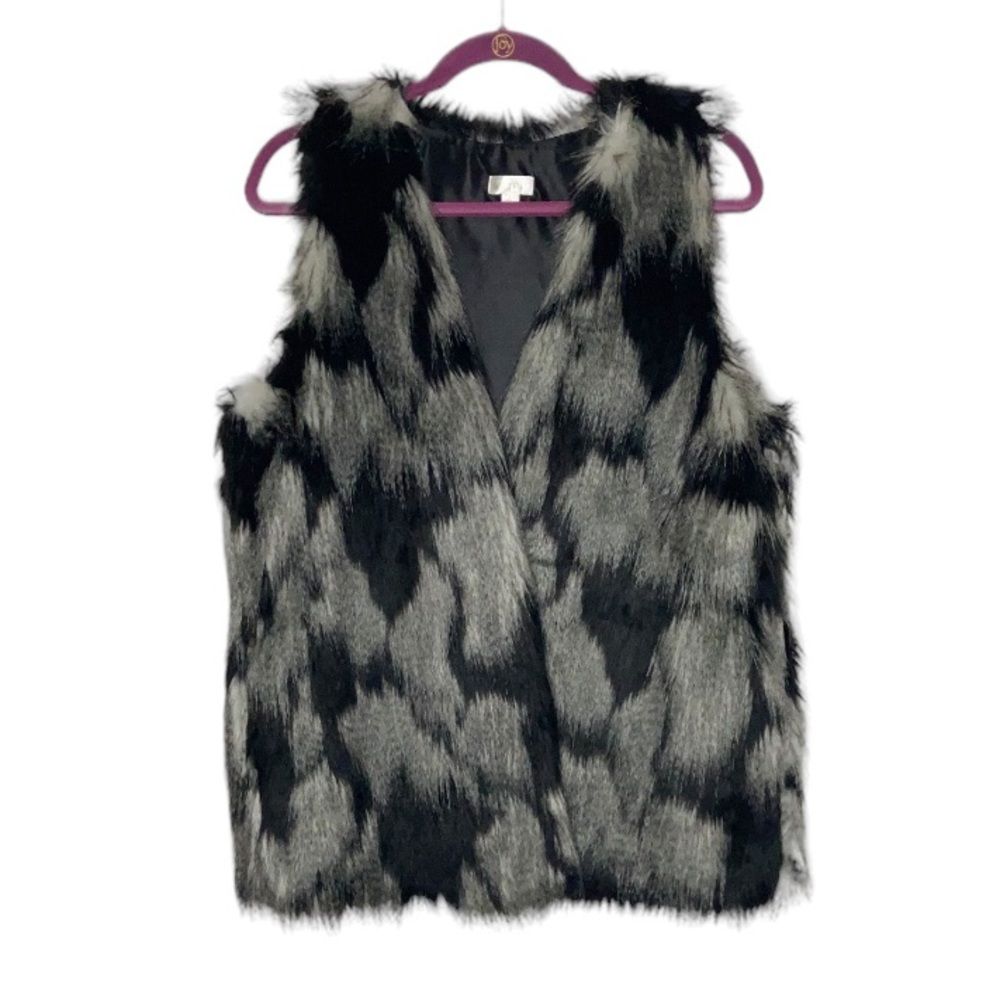 Decree Faux Fur Vest Grey and Black Women's XL